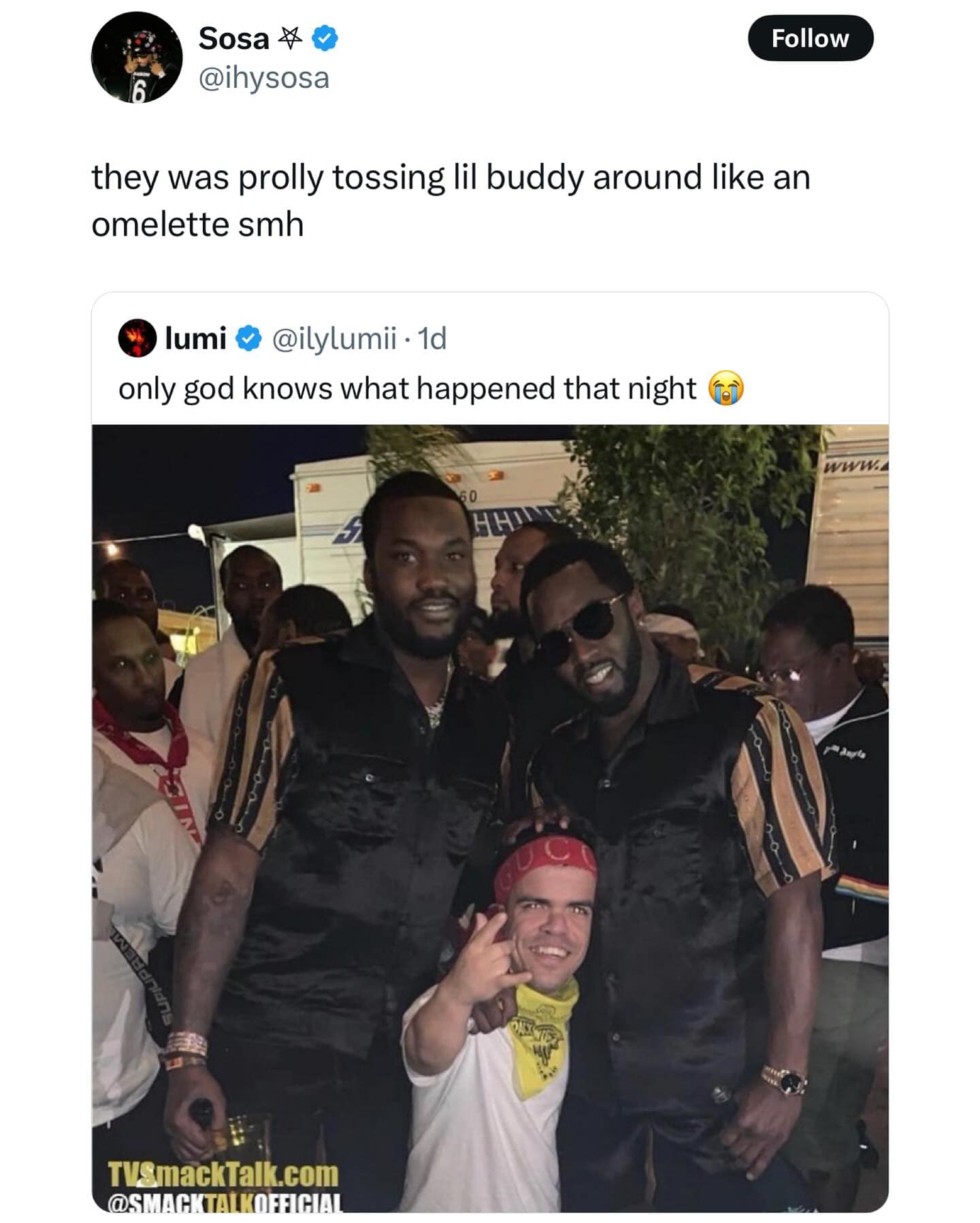 they was prolly tossing lil buddy around like an omelette smh