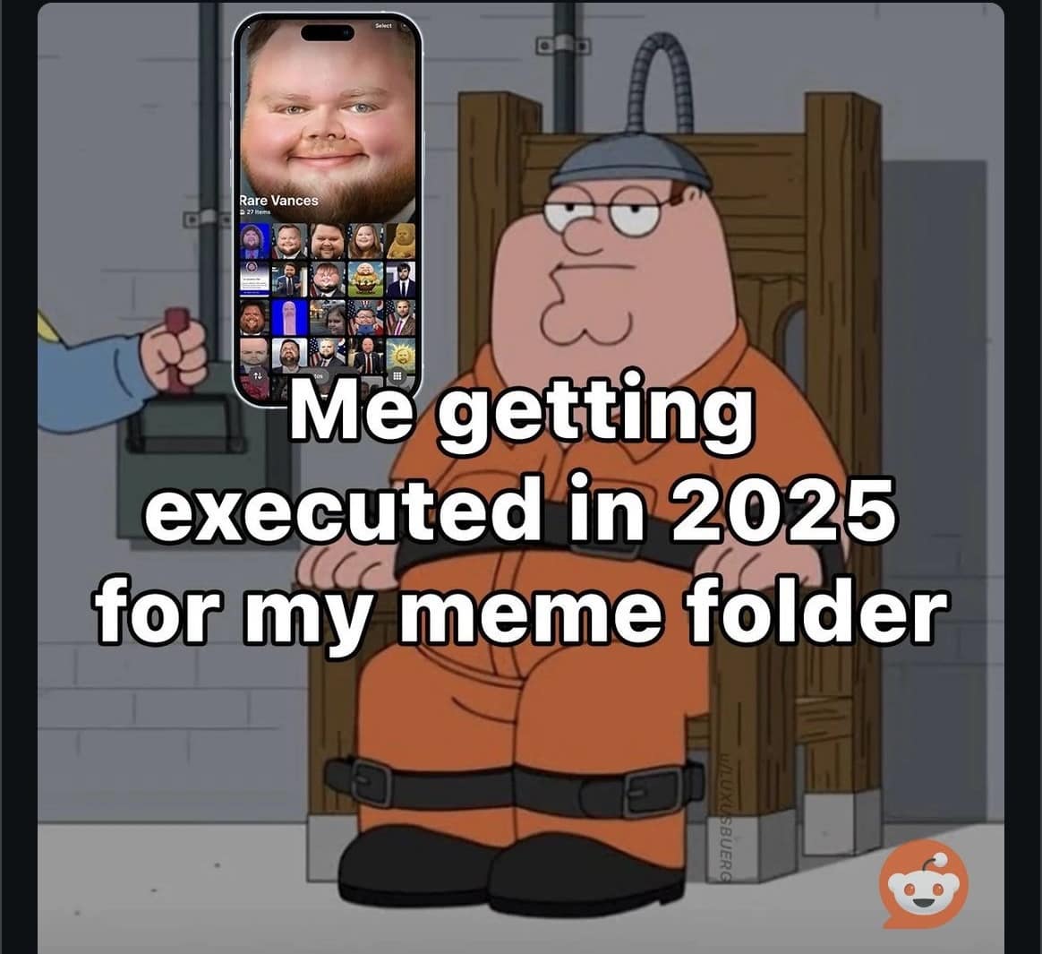 Me getting executed in 2025 for my meme folder