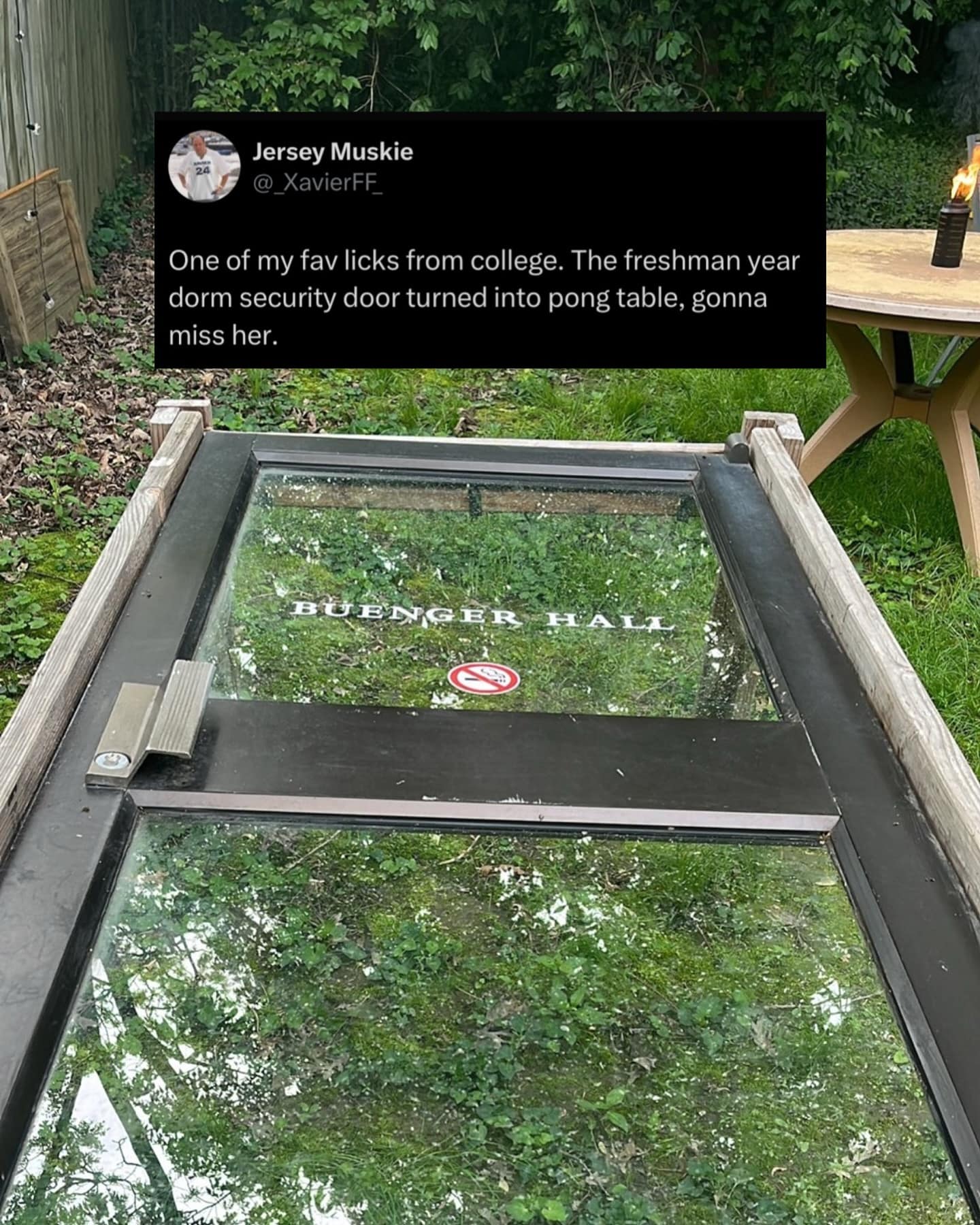 One of my fav licks from college. The freshman year dorm security door turned into pong table, gonna miss her.