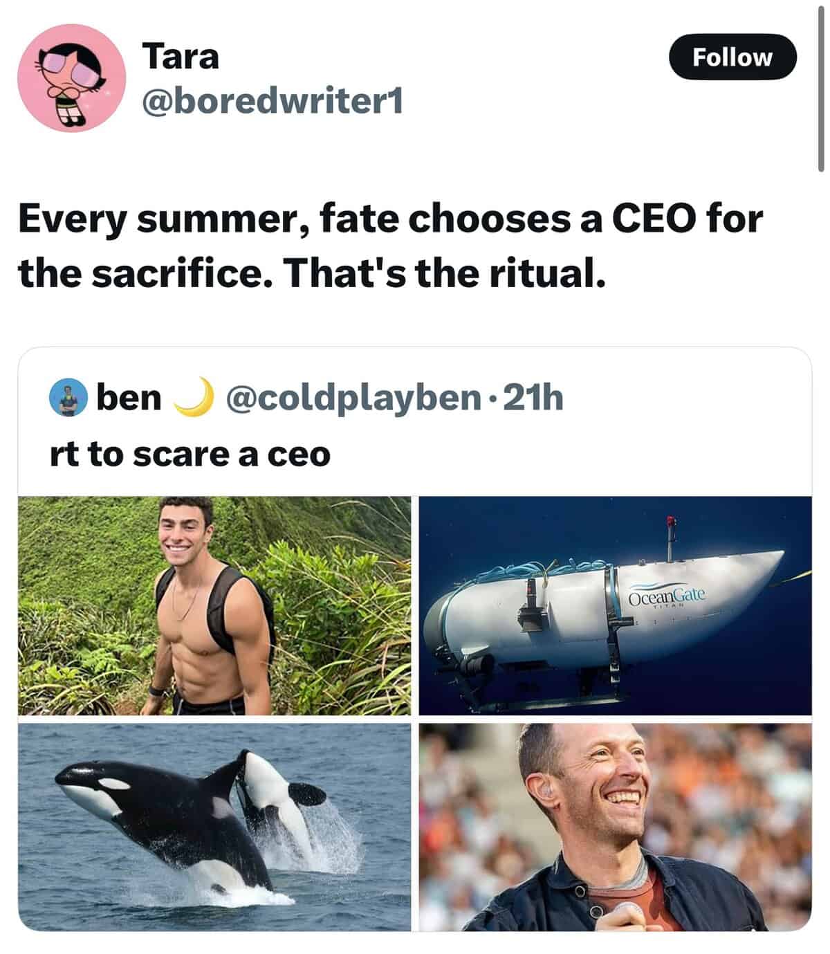 Meme about CEOs facing summer tragedies