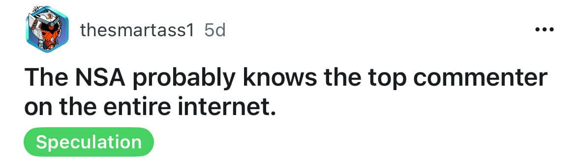 The NSA probably knows the top commenter on the entire internet.