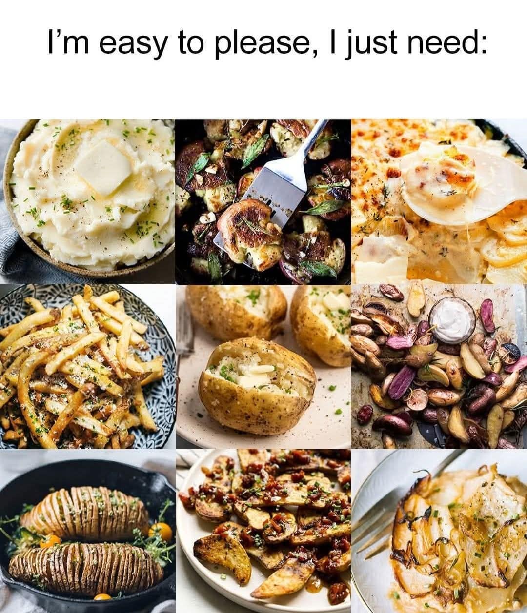 I'm easy to please, I just need: