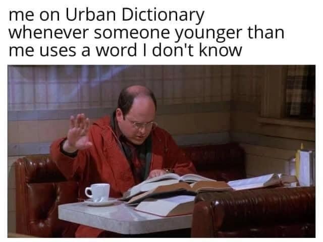 me on Urban Dictionary whenever someone younger than me uses a word I don't know