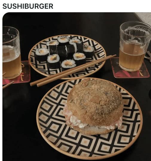 cursed sushi, cursed food, sushi memes, sushi fails, sushi combinations, funny sushi pictures, sushi humor, bizarre sushi, sushi lovers, sushi nightmares, sushi creations, sushi rolls, sushi pizza, sushi burgers, sushi tacos, meme dump, hilarious memes, food crimes, sushi disasters