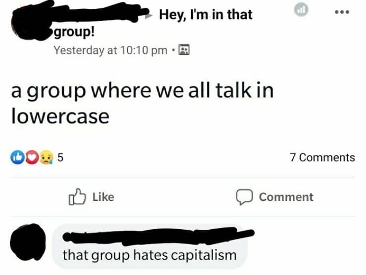 a group where we all talk in lowercase