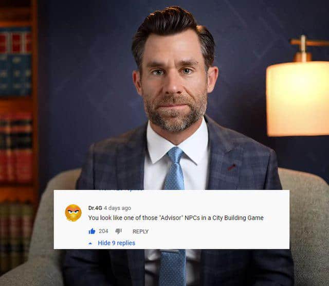 You look like one of those Advisor NPCs in a City Building Game