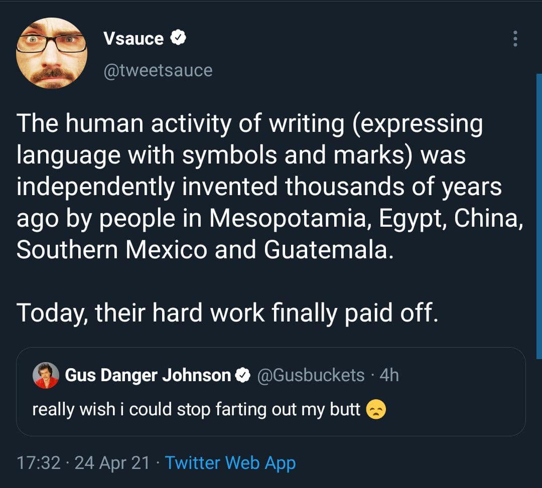 The human activity of writing (expressing language with symbols and marks) was independently invented thousands of years ago by people in Mesopotamia, Egypt, China, Southern Mexico and Guatemala.