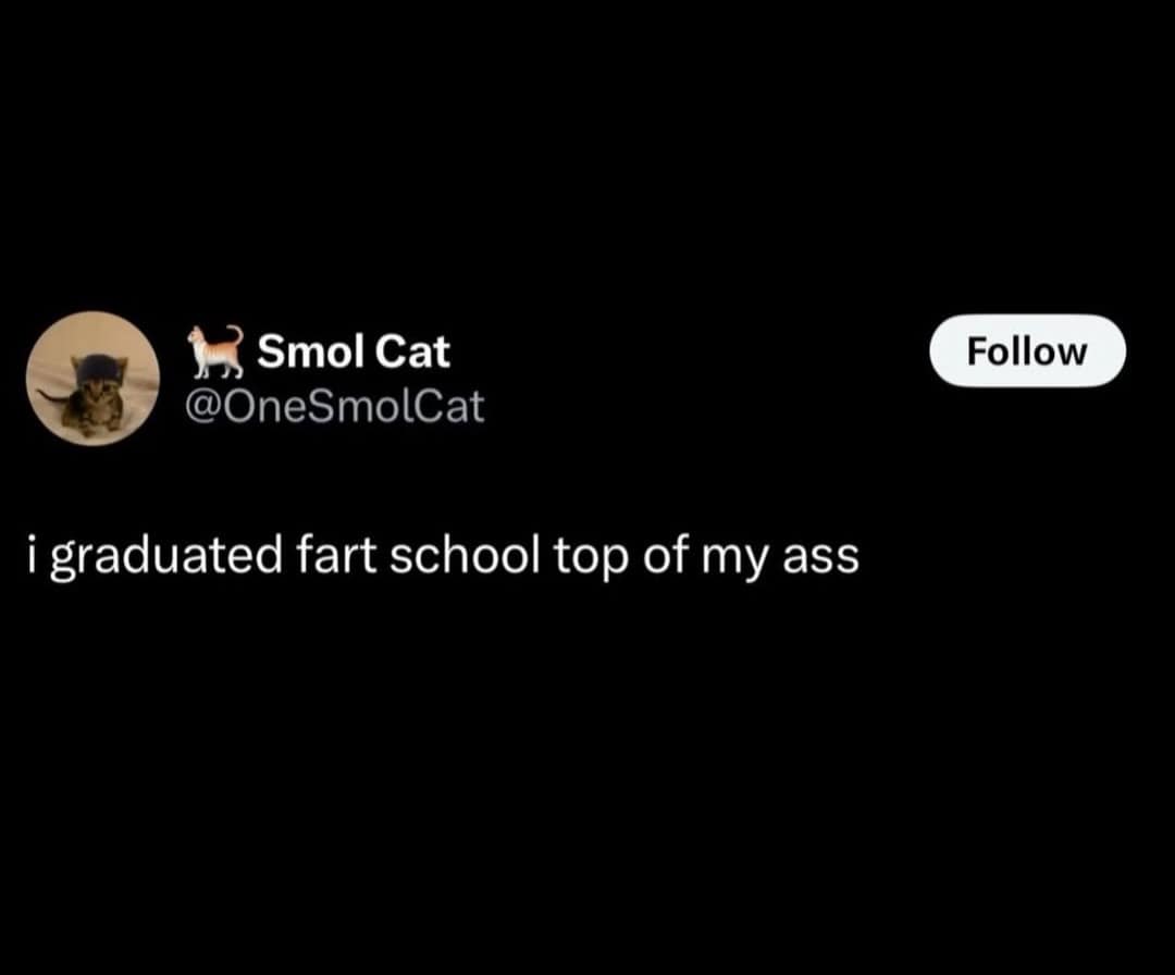 i graduated fart school top of my ass