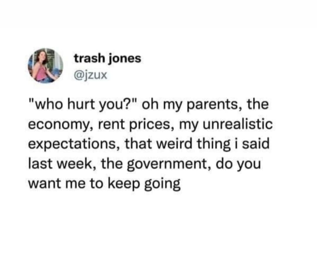 Tweet listing everything that emotionally damaged someone