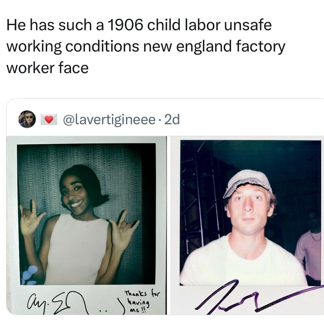 1906 child labor New England factory face joke