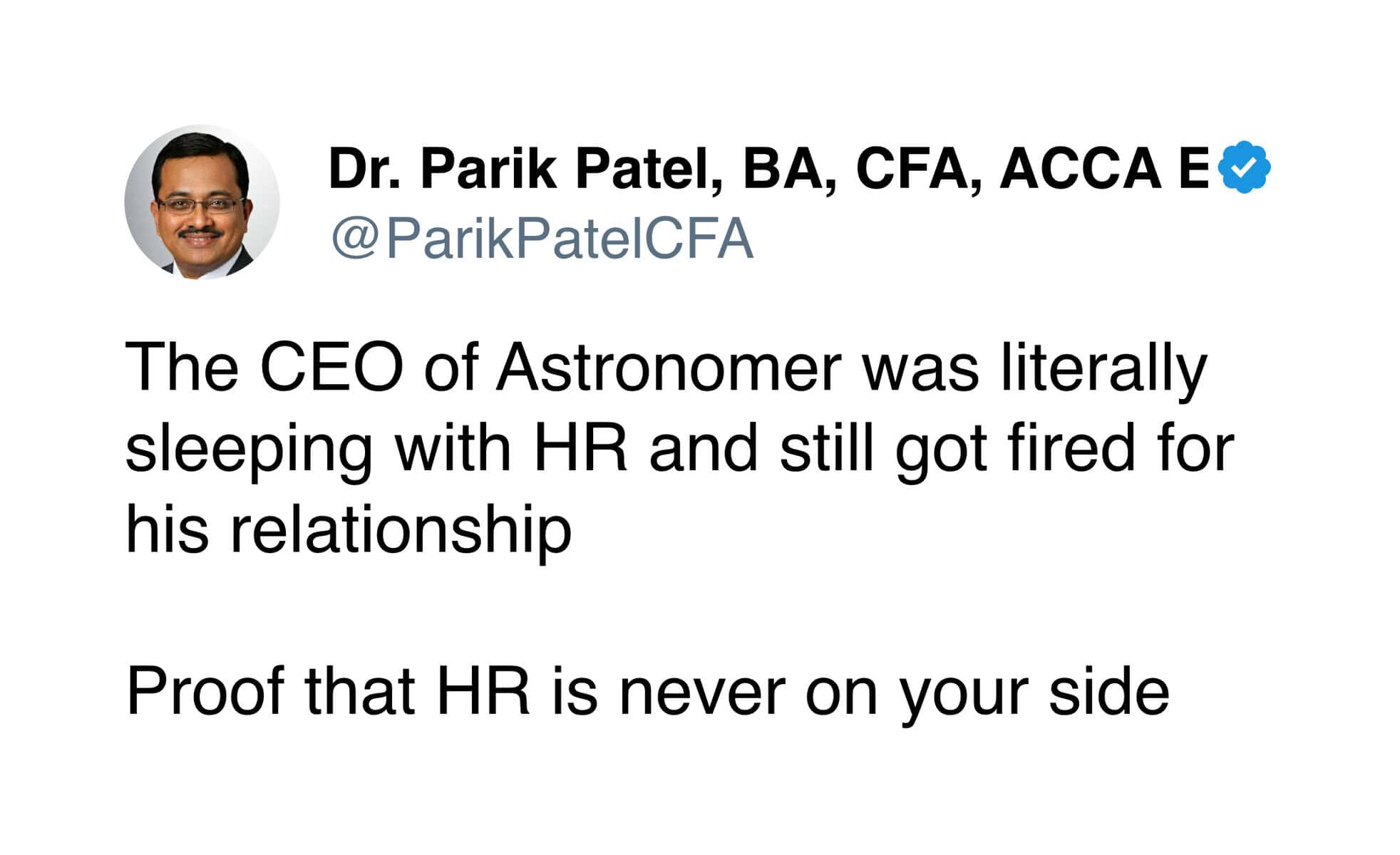 The CEO of Astronomer was literally sleeping with HR and still got fired for his relationship Proof that HR is never on your side