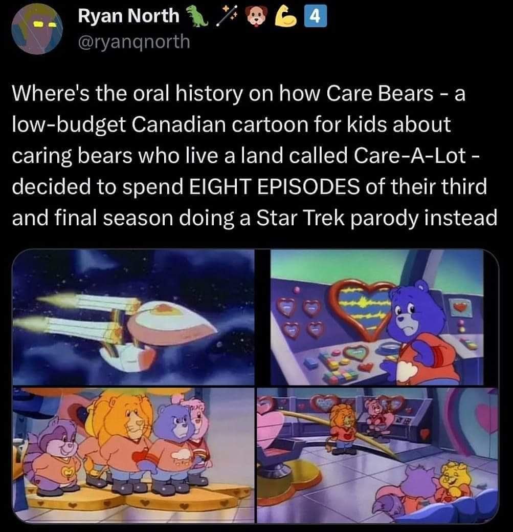 Tweet about Care Bears Star Trek parody