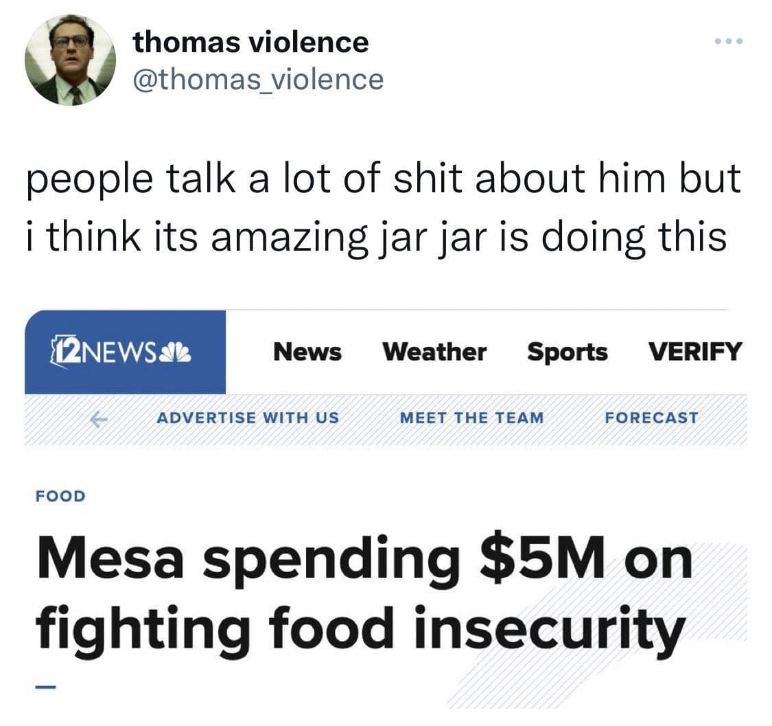 people talk a lot of shit about him but i think its amazing jar jar is doing this