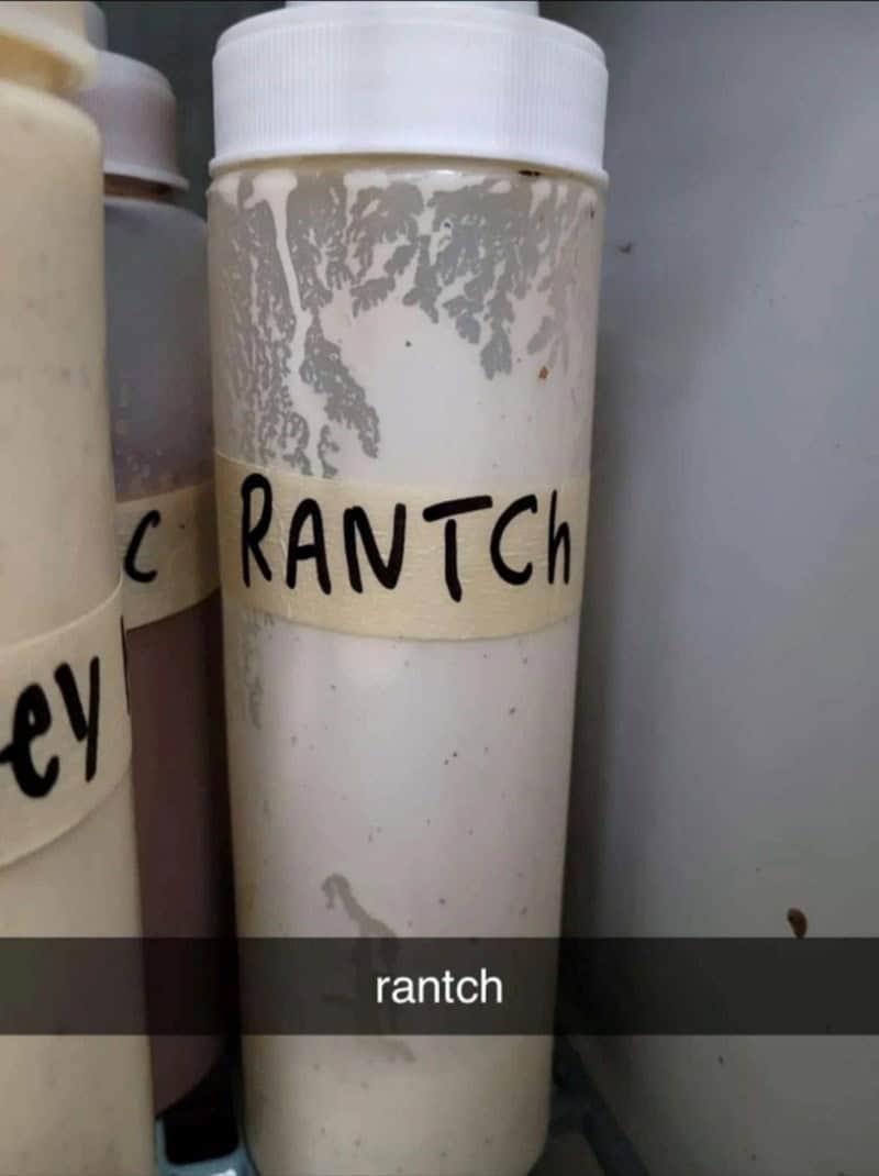 funny spelling mistakes meme featuring a ranch bottle labeled as "rantch" for ultimate spelling fails humor