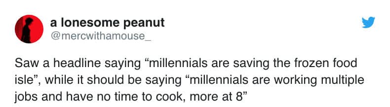 food headline meme about millennials.