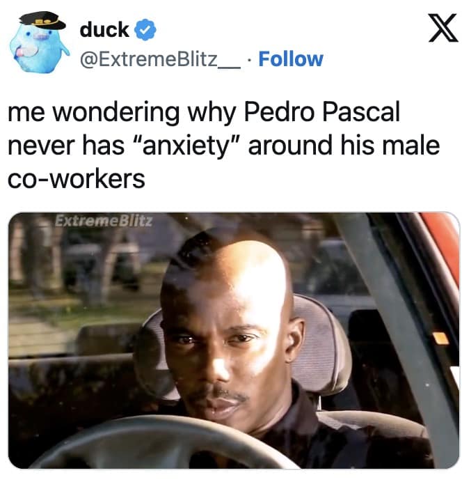 pedro pascal anxiety memes, hot girl anxiety memes, pedro pascal memes, anxiety memes, celebrity anxiety memes, social anxiety meme, Pedro Pascal press tour, Pedro Pascal Fantastic Four, Vanessa Kirby memes, standing on business memes, celebrity behavior memes, hot girl anxiety trend