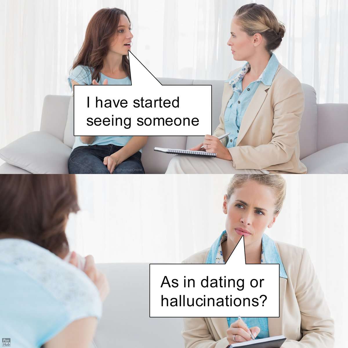 Therapist misinterprets woman saying she started seeing someone