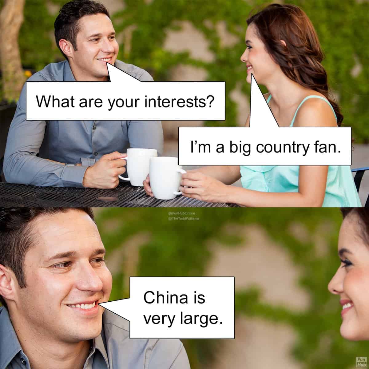 Couple discusses music tastes and man takes pun too literally