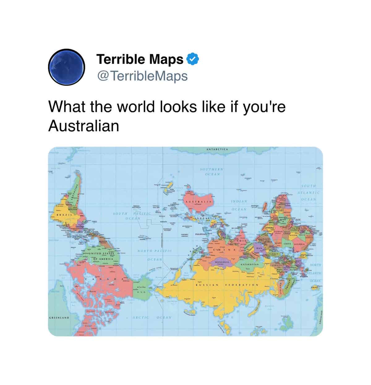 What the world looks like if you're Australian