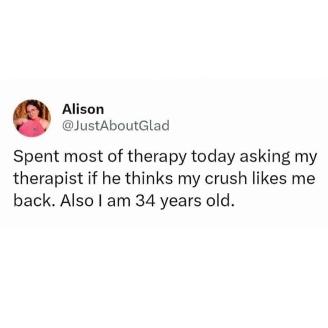 therapy memes, funny tweets about therapy, self-care memes, coping memes, group chat memes, funny tweets, therapy jokes, mental health jokes, trending memes, relatable memes, oversharing memes, therapist jokes, medication memes, viral posts, emotional health, therapy session memes, meme gallery, brain memes, stress memes