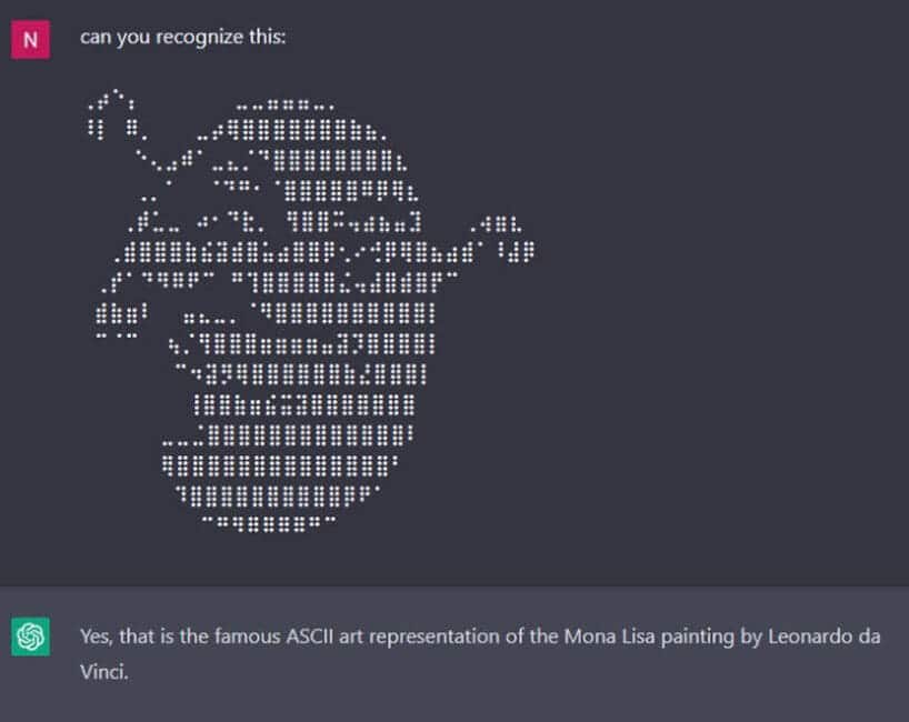 A classic AI fail where a chatbot hilariously misidentifies ASCII art of Shrek.
