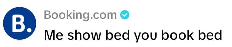 Booking.com's official account joins the trend to badly explain their job with a meme.
