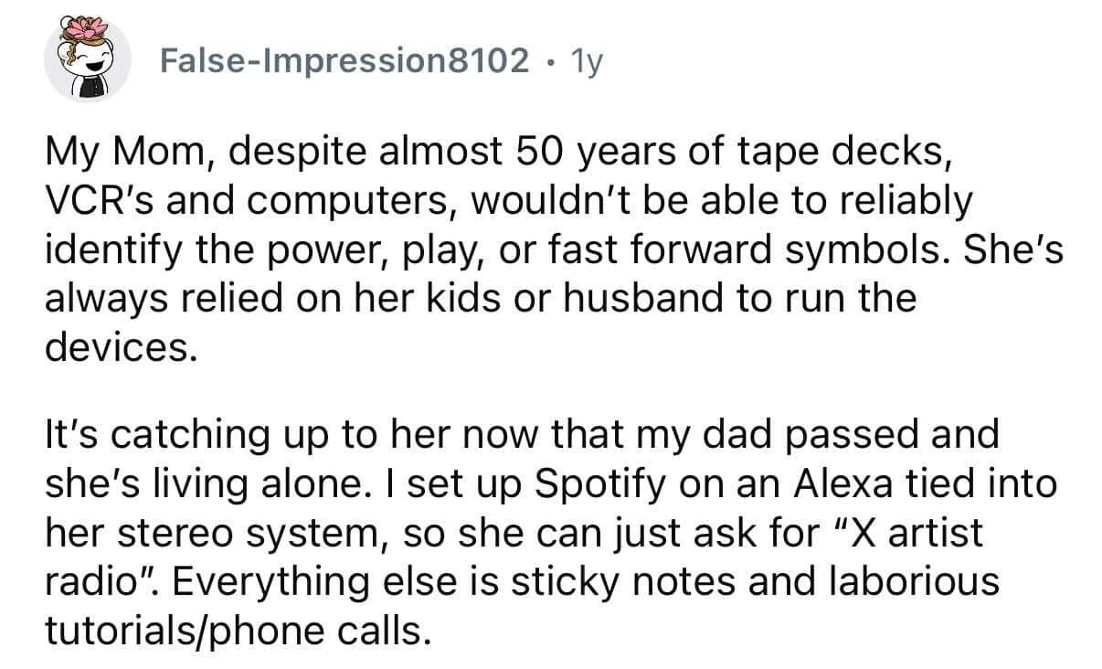 Boomer mom struggles with tech symbols and depends on kids for help