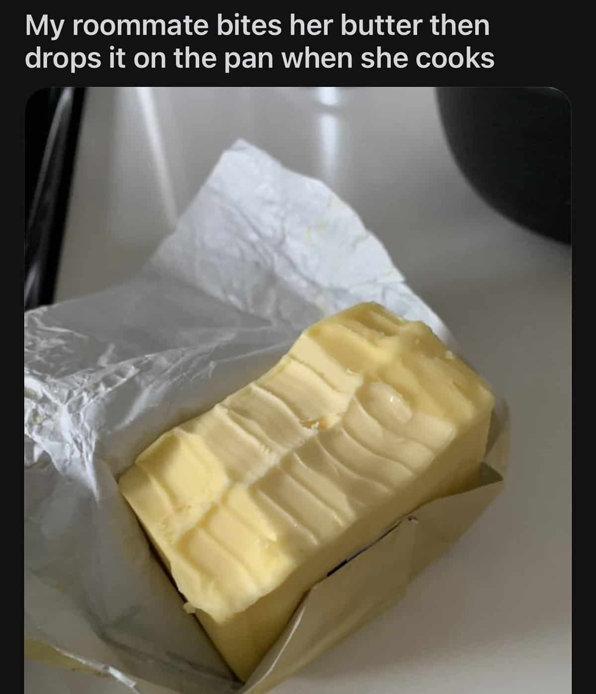 Stick of butter with human bite marks