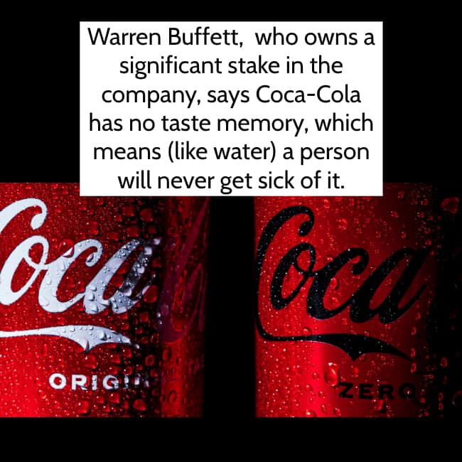 A Coca-Cola fact from Warren Buffett about the drink having no "taste memory."