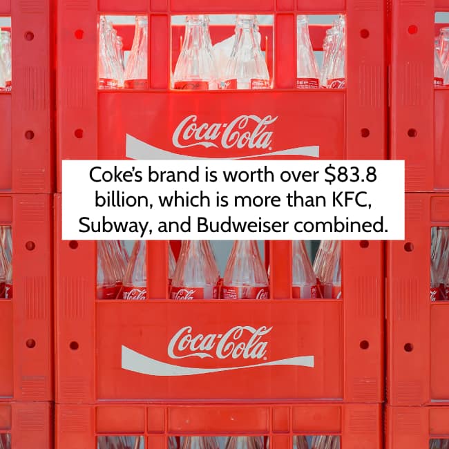 An amazing Coca-Cola fact about the brand's immense value compared to other major companies.