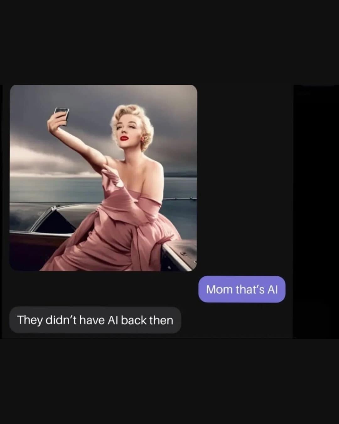 AI-generated image of Marilyn Monroe taking a selfie