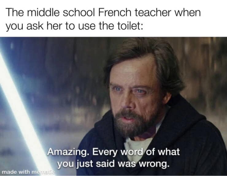Luke Skywalker meme about bad French