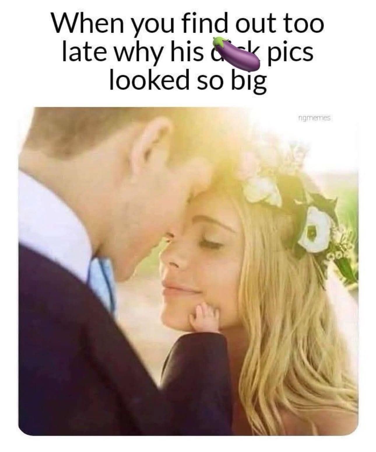 A dark humor meme about perspective and a man with a tiny, baby-sized hand.