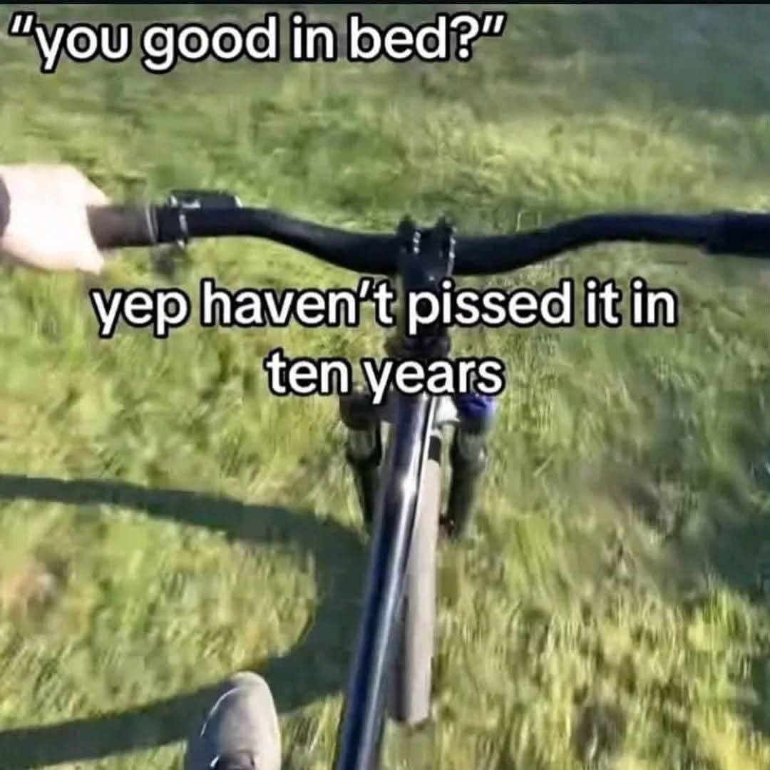 A funny pic with a perfect dad joke response to the question "you good in bed?"