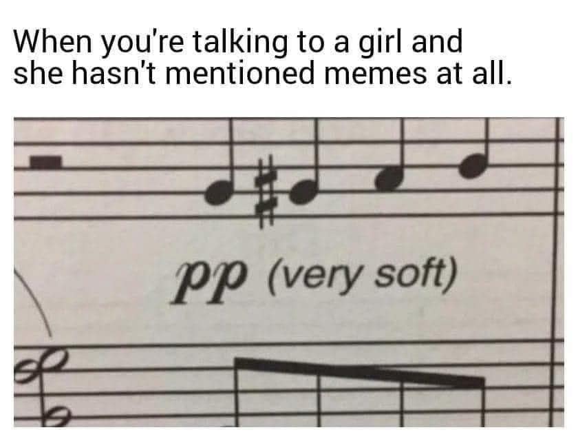 A funny meme for guys using a musical notation "pp (very soft)" as a reaction.
