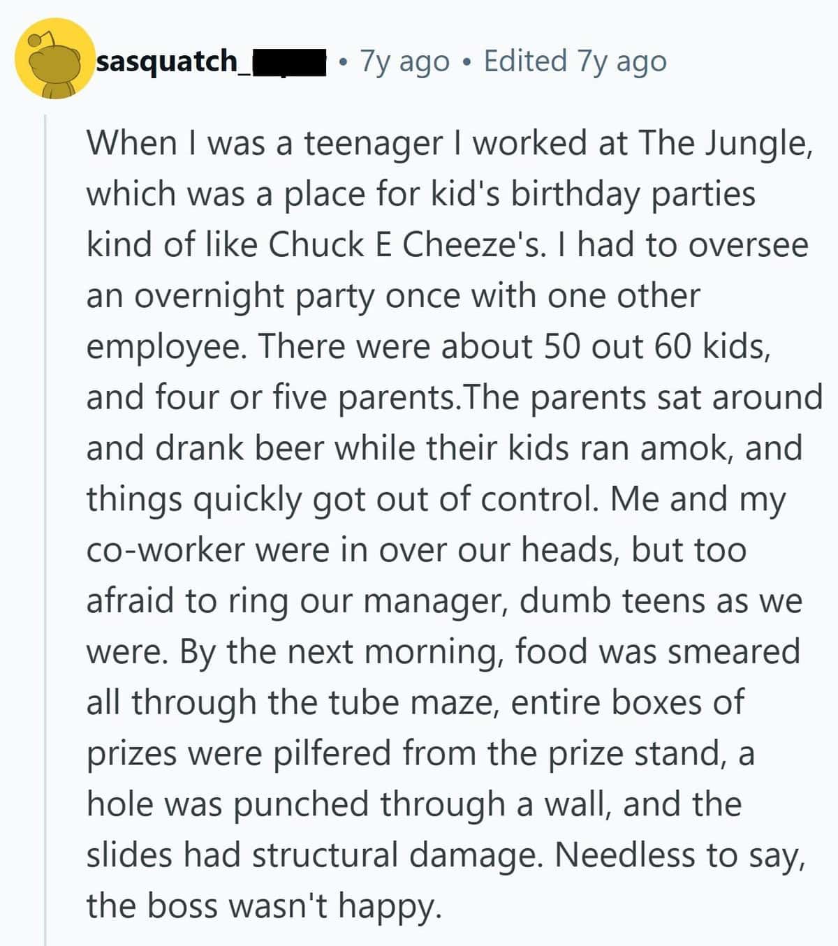 A chaotic overnight kid’s party at a Chuck E. Cheese-style place results in food fights, vandalism, and stolen prizes