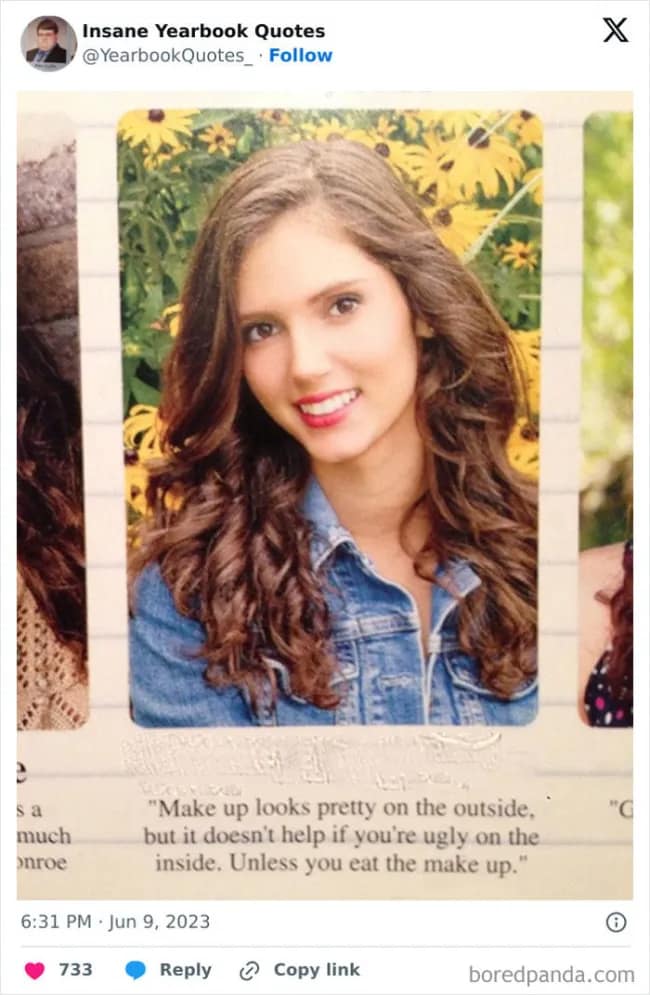 A simple but funny yearbook quote from identical triplets who use their quotes to identify themselves.