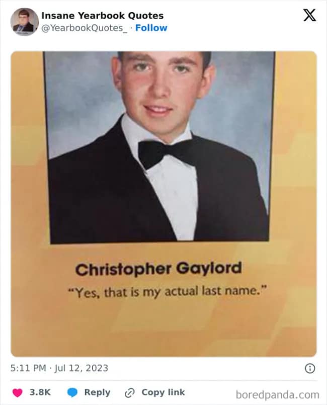 A student's funny yearbook quote using a classic line about proving you're stupid by talking.