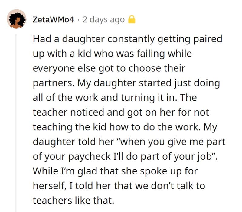 A story about a girl's sassy comeback to her teacher, one of many proud parenting moments.