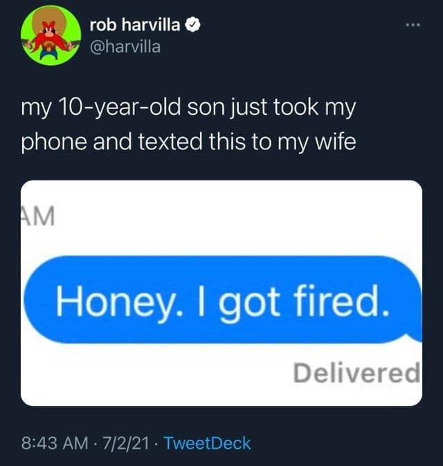 Tweet about 10-year-old sending fake text saying “I got fired” to dad’s wife