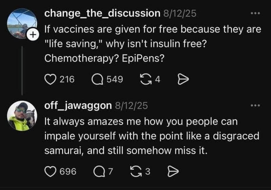 A brand new sentences tweet about someone impaling themself on a point "like a disgraced samurai."