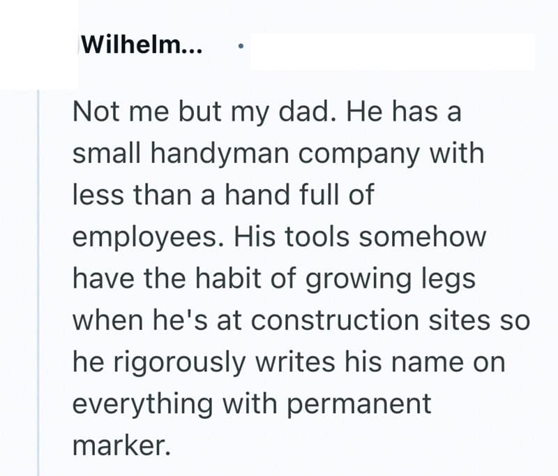 The setup for one of the dumbest reasons people got fired, where a handyman's tools often get stolen at work