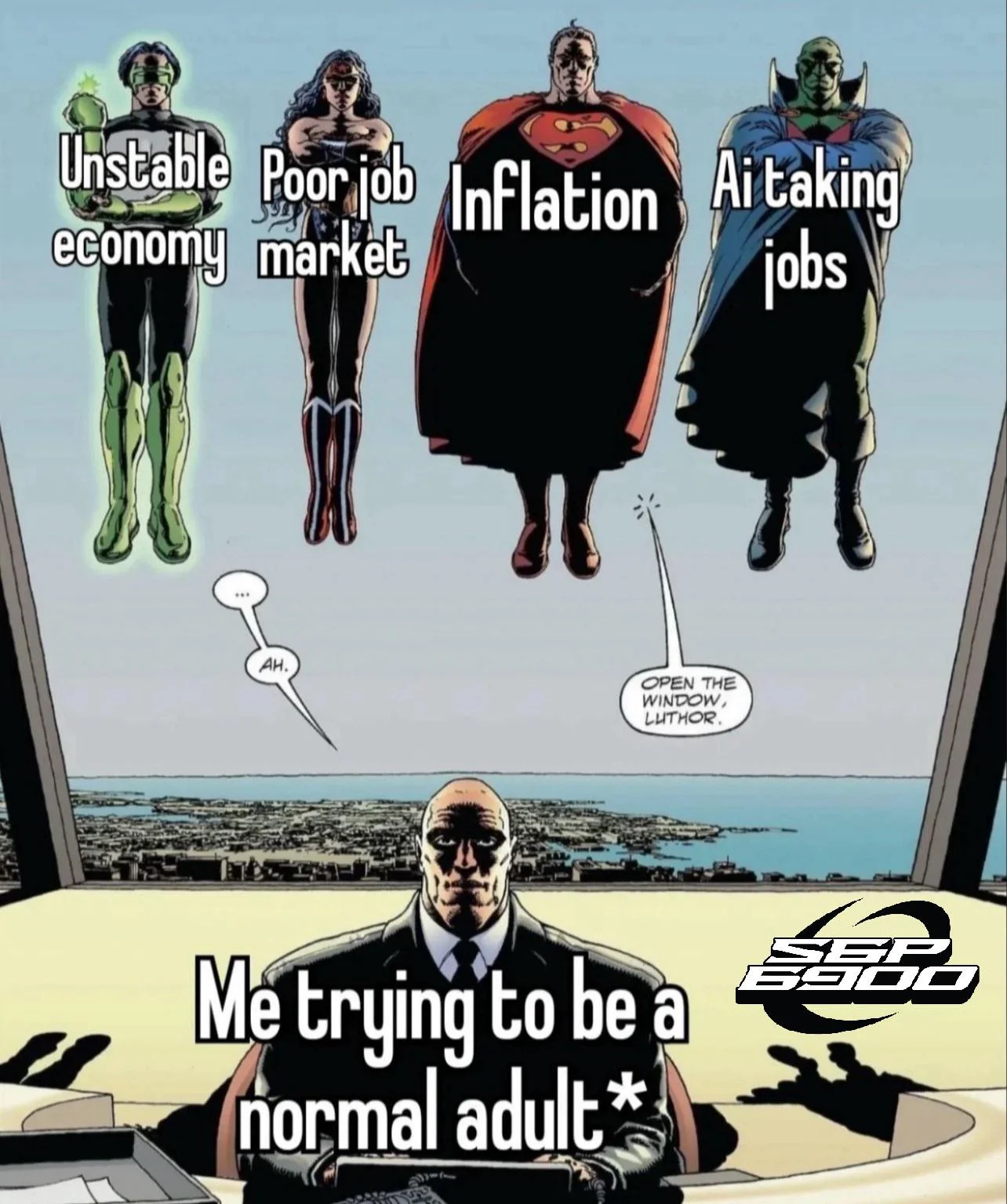 A funny and relatable DC Comics meme about the many struggles of being a normal adult in the current economy.
