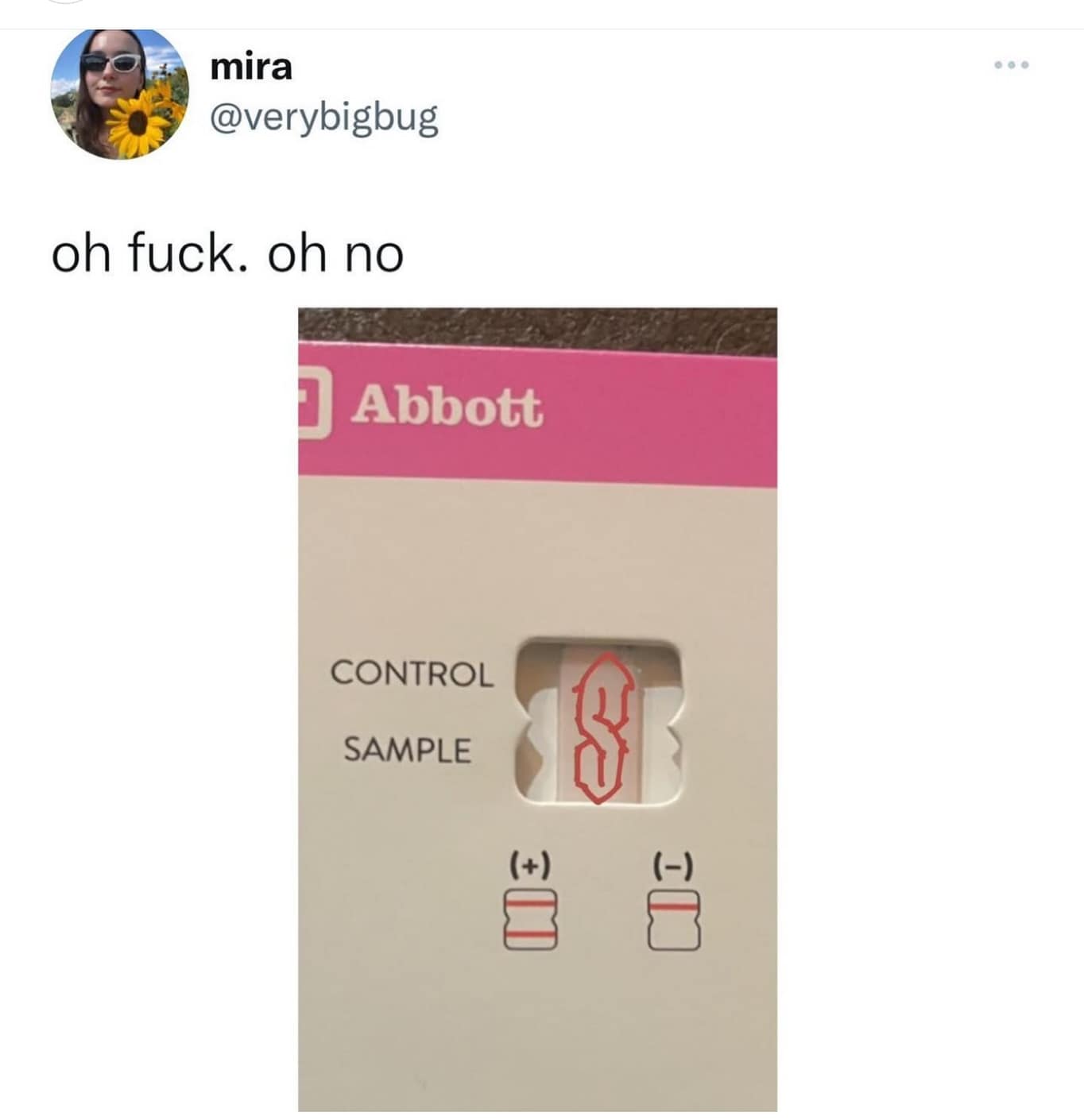 A funny meme dump tweet showing a rapid test with the nostalgic "Cool S" symbol on it.