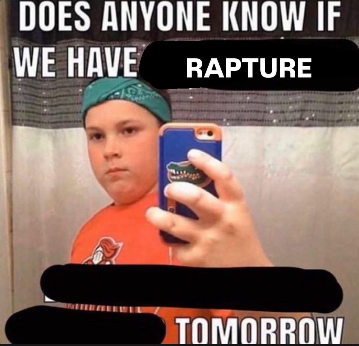 A funny Rapture 2025 meme of a kid asking if the rapture is happening tomorrow.