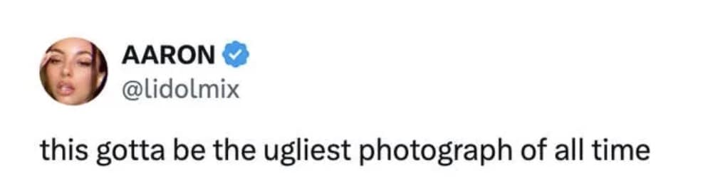 A funny reaction tweet calling the Trump Time Magazine cover the "ugliest photograph of all time."