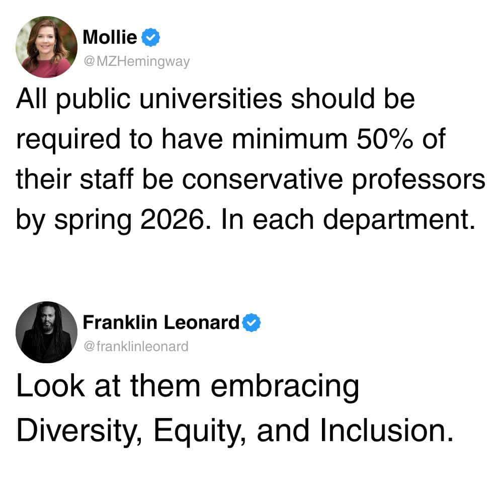 A sarcastic reply to a tweet about conservative professors, a great example of funny comments on Twitter.