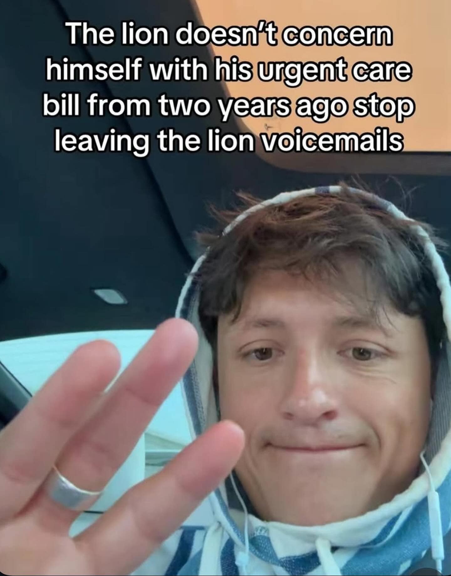 A funny meme that uses the "sigma male lion quote" format to provide an excuse for not paying an old urgent care bill.