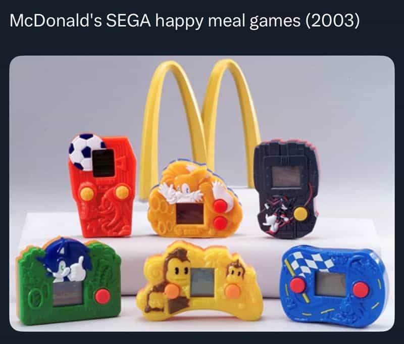 Nostalgic pic of the McDonald's SEGA handheld video game Happy Meal toys from 2003