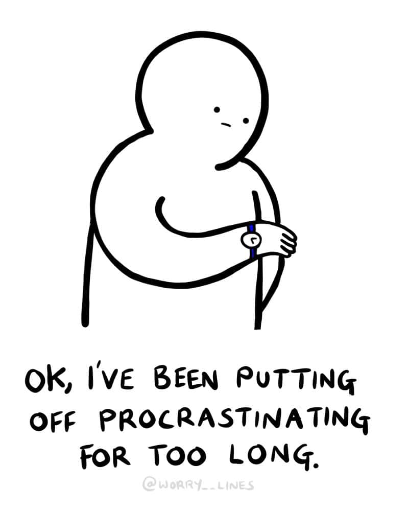 A funny and relatable comic about finally deciding to start procrastinating after putting it off.